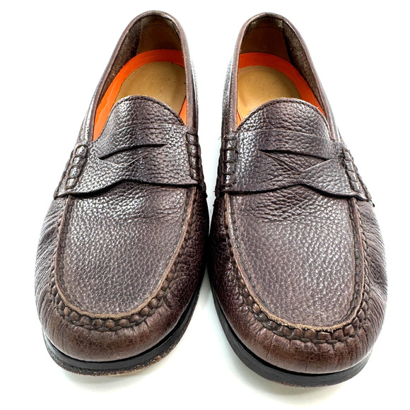 Cole Haan Grand o's Maine Pinch Mens Brown Pebbled Leather Penny Loafers US 8.5 - Picture 1 of 9